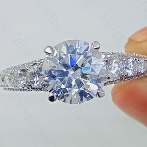 2.30CTW Round Cut D/VVS1 Moissanite Engagement Ring, Moissanite Diamond Ring, Diamond Engagement Ring, Promise Wedding Anniversary Ring