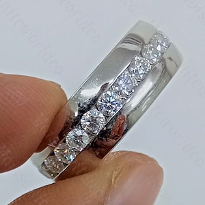 2CTW Round VVS1 Moissanite Wedding Band, 14K White Gold Plated