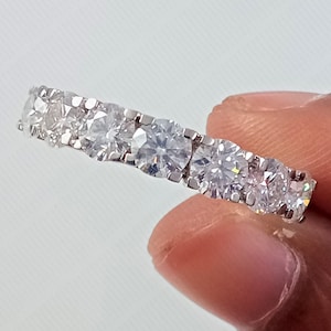 1.75CTW Round Moissanite Half Eternity Band, 14k White Gold