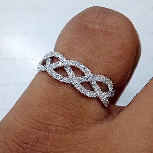 Moissanite Eternity Wedding Band: 14k Gold Anniversary Ring
