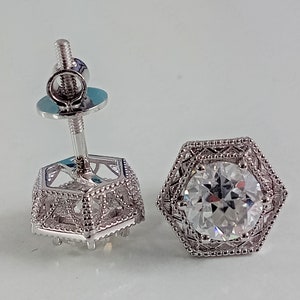 1.68 CTW Round Cut Old European VVS1 Moissanite Screw Back Earring, Moissanite Earring, Anniversary Earring, Gift For Women&#39;s,Bridal Gift