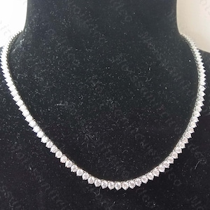 15CTW 3mm Round VVS1 Moissanite Wedding Tennis Necklace, Anniversary Gift Necklace, Wedding Engagement Gift Necklace, 3Prongs Necklace