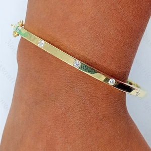 3 CTW Round Cut VVS1 Moissanite Diamond Bangle, Wedding Anniversary Bangle, Engagement Gift For Women's, Engagement Bangle, Gift For Her
