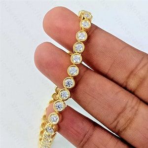 3MM Colorless Round Moissanite Wedding Bracelet / Bezel Setting Moissanite Tennis Bracelet / Wedding Bracelet ,Anniversary Gift, Bridal Gift