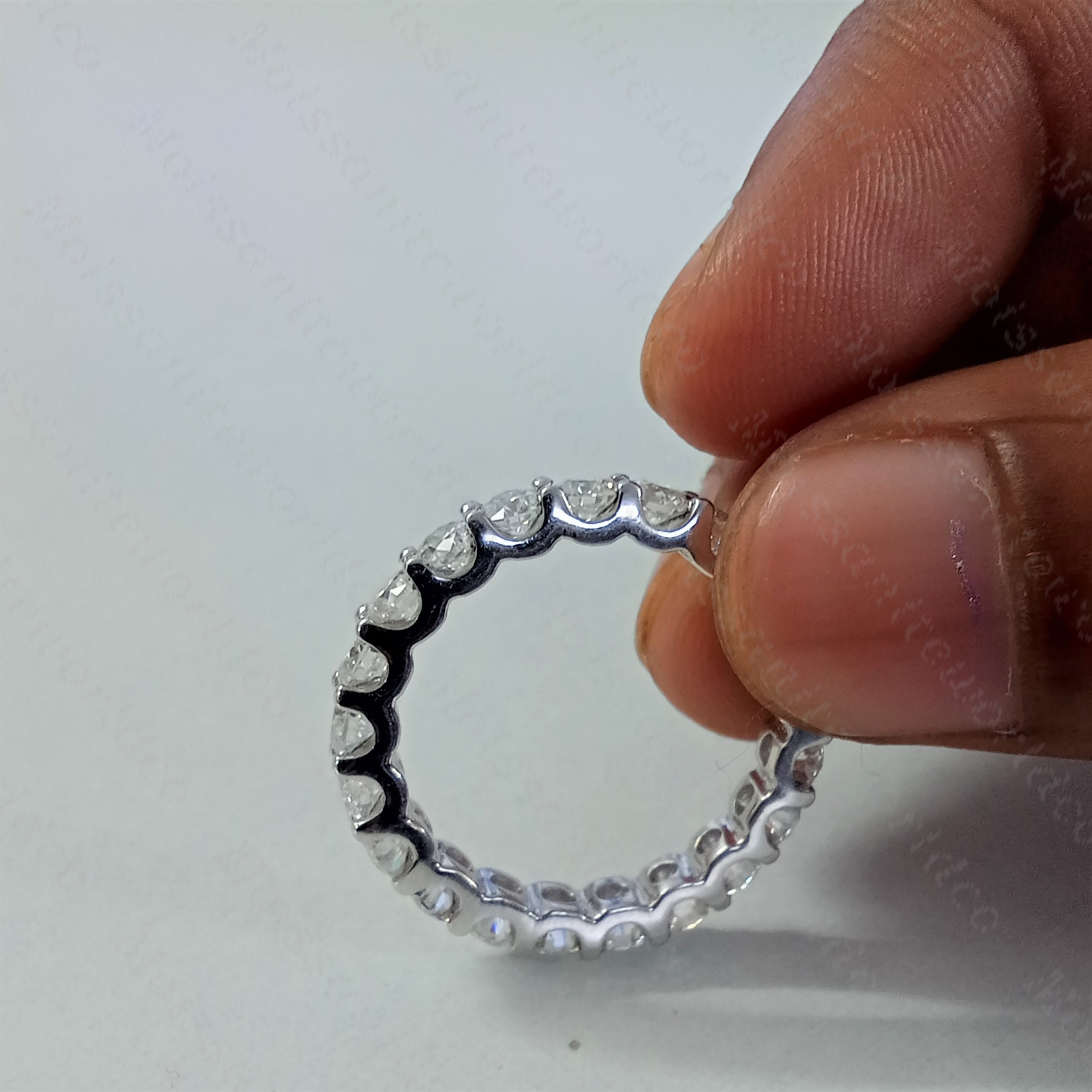 Fede Uomo In Argento 925 Con Moissanite Naturale 2,50 Ct &ndash; Placcata Oro Bianco