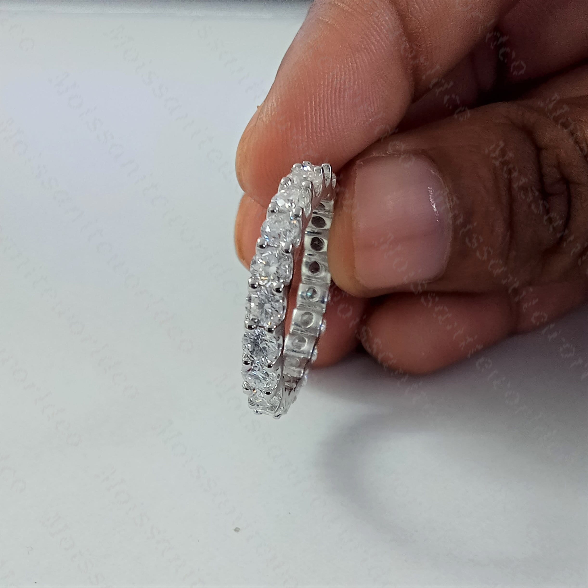 Dajuwel 2.50 Carat Round Cut Moissanite Half Eternity Wedding Band – Solid 14K White Gold, Loupe Clean, Custom Ring Sizes 4-14, Made In India