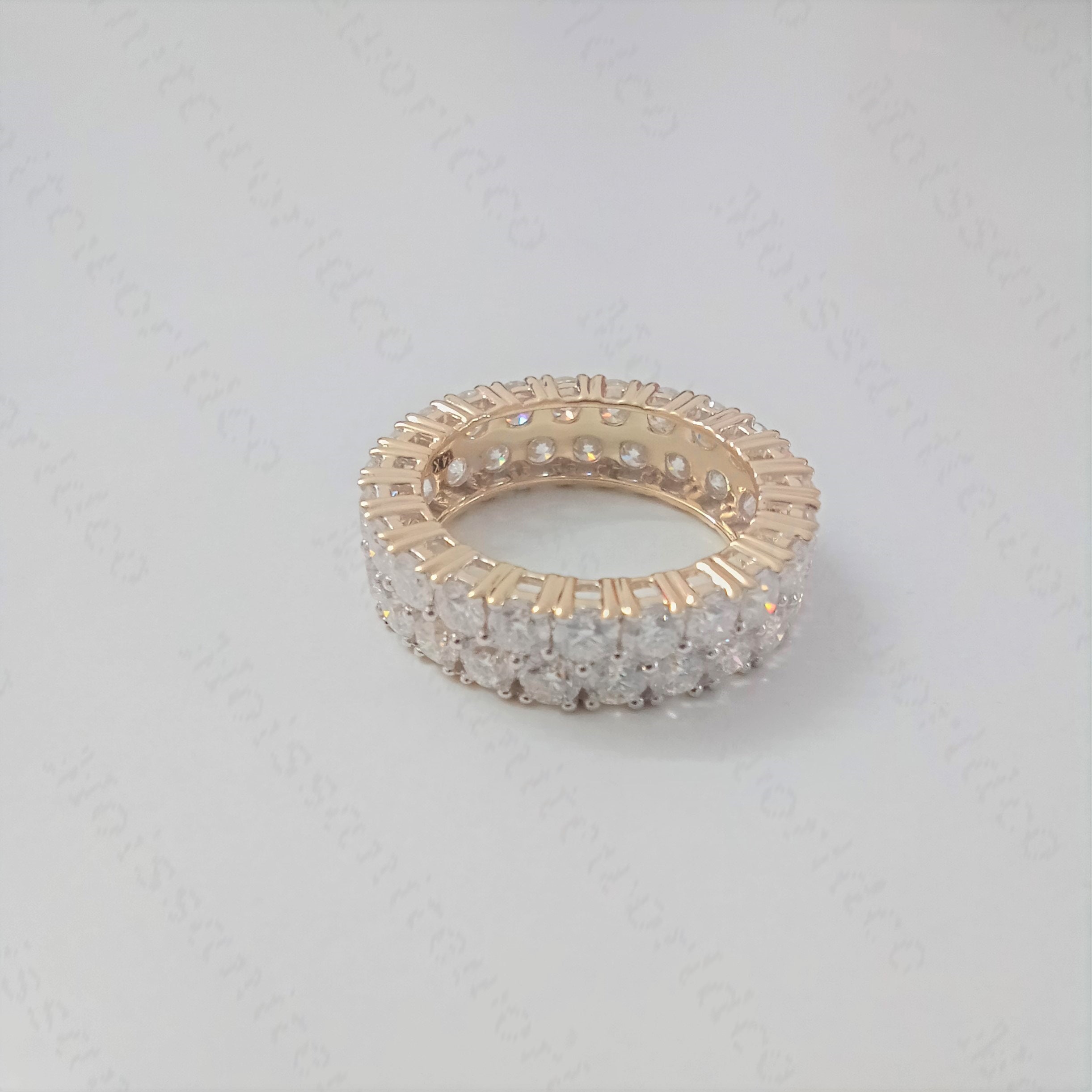 Round Cut Moissanite Full Eternity Band Ring, 14K Yellow Gold Plated ...