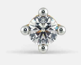 Minimalist Nasen Pin | Silber- und Goldoptionen | Natürlicher Labradorit Diamant & Moissanit Ohrstecker