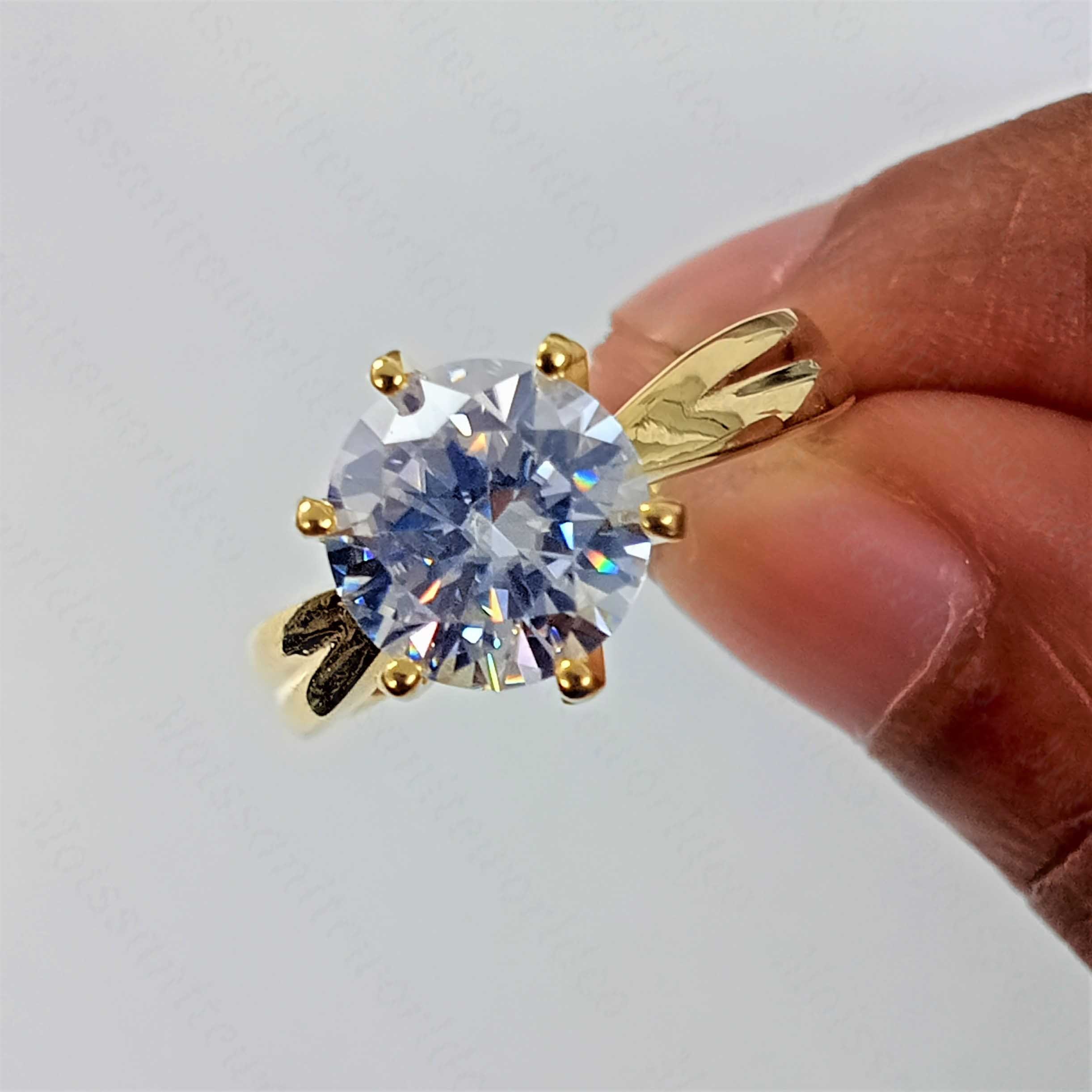 Anello Fidanzamento Uomo Moissanite 2ct Taglio Tondo - Placcato Oro Giallo 14K - Foto 2