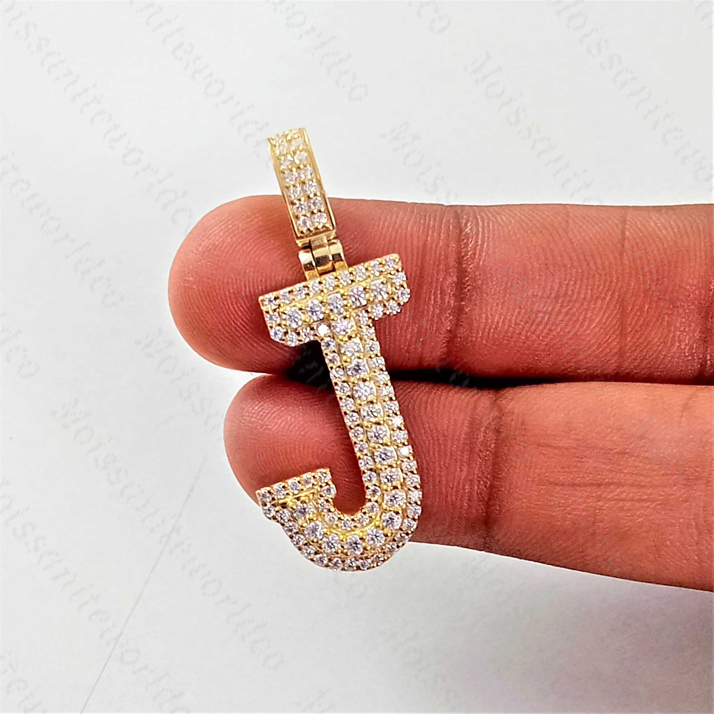 Iced Out Letter J Pendant Etsy