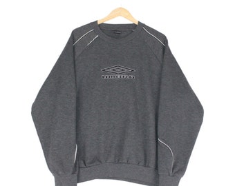 Sweat-shirt umbro vintage gris col rond avec logo brodé surdimensionné pour homme, taille XL