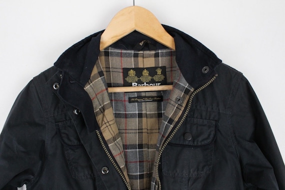 Barbour Utility Jacket Waxed Cotton Coat Blue Reg… - image 7