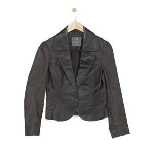 Vintage Tom Wolfe Leather Blazer Womens Size 12 Brown