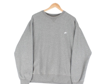 Vintage Nike Oversized Sweatshirt Small Swoosh Grey Mens Size L