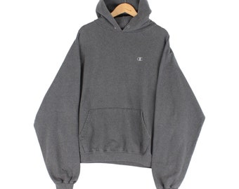 Sweat à capuche oversize Champion rétro gris petit logo Homme Taille 2XL