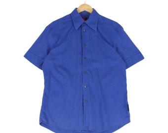 Vintage Dolce & Gabbana Shirt Blue Short Sleeve Button Up Casual Mens Size M