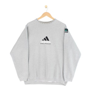 Vintage Adidas Equipment Sweatshirt 90er Jahre Spell Out Grau Herren Größe L Bild 1