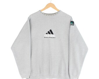 vintage Adidas équipement sweat des années 90 Spell Out gris pour homme taille L