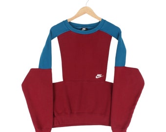 Nike Oversized Sweatshirt Colourblock Red Crew Neck Mens Size S