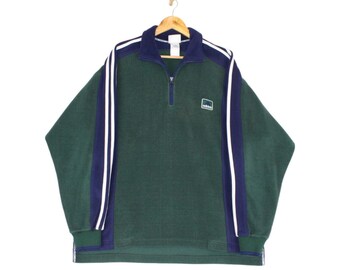 Vintage Adidas 1/4 Zip Fleece Sweatshirt Green Collared Oversized Mens Size XL