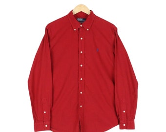 Vintage Polo Ralph Lauren Shirt Red Pony Business Formal Corporate Mens Size L