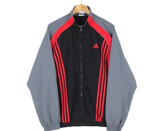 Adidas Track Jacket Vintage Tracksuit Top Full Zip 3 Stripes Retro Size 42/44