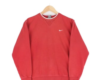 Vintage Nike Crew Neck Sweatshirt Small Swoosh Red Womens Size S