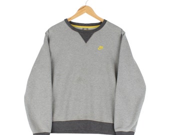 Vintage Nike Sweatshirt Grau Rundhalsausschnitt Kleiner Swoosh Herrengröße M