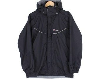 Berghaus Aquafoil Waterproof Jacket Full Zip Black Outdoor Rain Coat Size 13 YRS