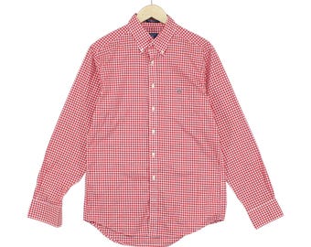Koszula męska Gant w kratkę Gingham, rozmiar M, czerwona, regularny krój, bawełniana