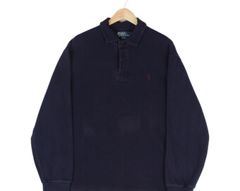 vintage Ralph Lauren sweat à col bleu rétro des années 90 pour homme taille XL