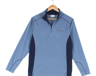 Columbia Fleece-Sweatshirt mit 1/4-Reißverschluss, Blau, Wandern, normale Herrengröße, XS