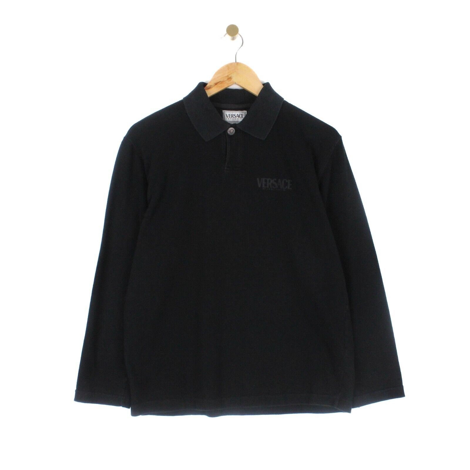 Versace Intensive Polo Shirt 90s Vintage Italian Made Black Womens