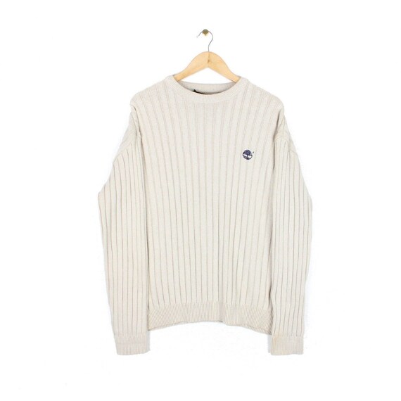 Timberland Vintage Cream Jumper Chunky Knit Crew Neck Long Sleeve