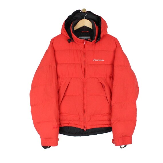 Sprayway Puffer Jacket Red Hooded Lined Down Fill Insulated Mens