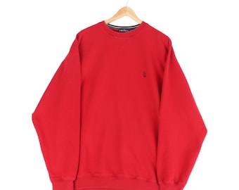 Sweat-shirt Nautica vintage rouge surdimensionné avec petit logo pour homme, taille XL