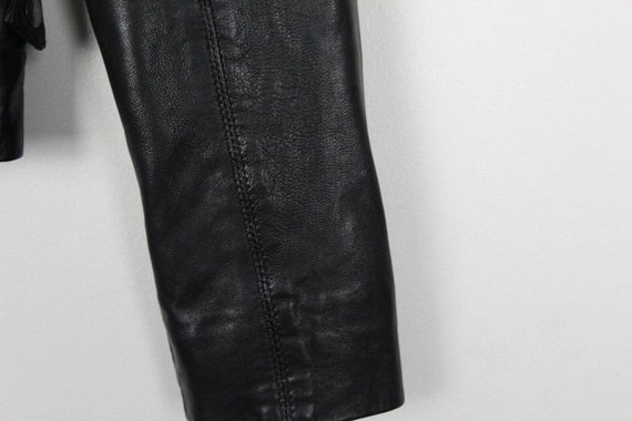 Naf Naf Leather Biker Jacket Lambskin Black Fitte… - image 8
