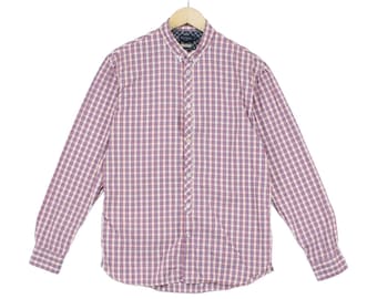 Camisa a cuadros Paul Smith para hombre, talla M, color rojo, corte entallado, cierre de botones, manga larga.
