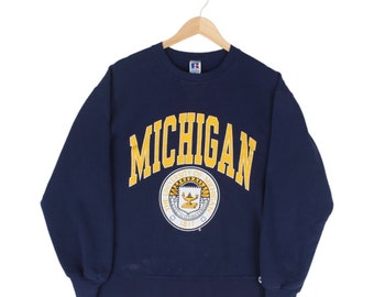 vintage Russell Athletic Sweatshirt des années 90 Michigan USA fait bleu pour homme taille L