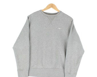 Vintage Sweat-shirt ras du cou Nike gris petit logo virgule pour homme Taille L