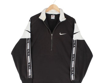 Sweat-shirt Nike vintage 1/4 zippé oversize Spell Out Noir Homme Taille M