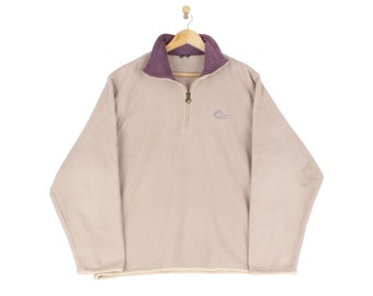 vintage Lowe Alpine Fleece Aléoutiennes - Sweat-shirt beige avec col à fermeture éclair 1/4 Femme Taille L