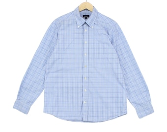 Vintage Gant Plaid Shirt Mens Size L Blue Button-Down Long Sleeve