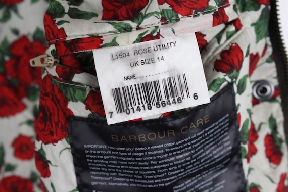 Barbour Rose Utility Jacket Green Full Zip Floral… - image 6