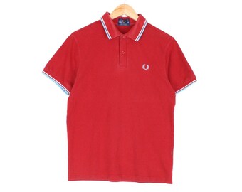 Vintage Fred Perry Polo Shirt Red Short Sleeve Regular England Made Mens Size 40