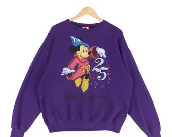 Sweat-shirt Disney vintage anniversaire graphique violet surdimensionné pour homme taille M