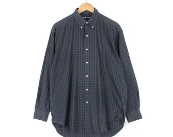 Ralph Lauren Check Shirt Vintage Blake Cotton Long Sleeve Collared Top Size M