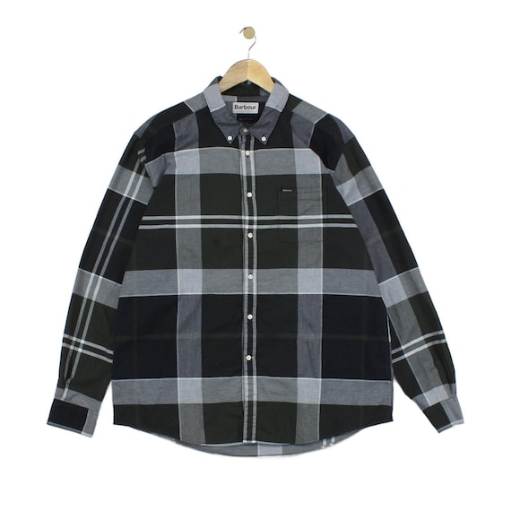 Barbour, Barbour Plaid Shirt Mens Size 2XL Green Tailored Fit Button Up Long Sleeve