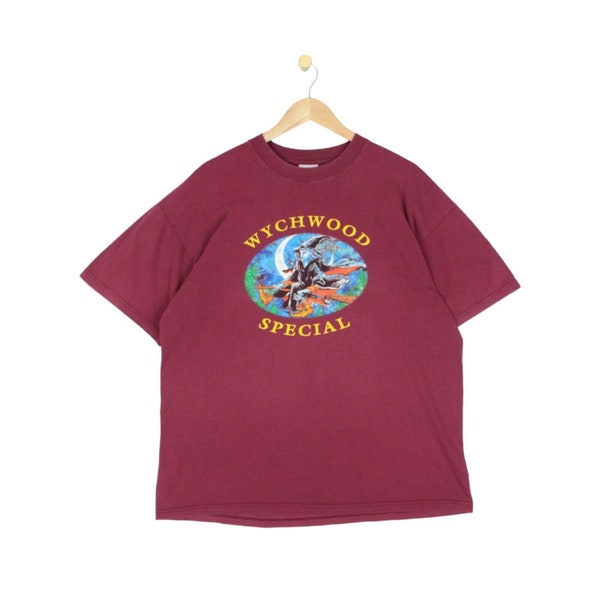 Vintage Wychwood Special T-Shirt Red Burgundy Witch Graphics Tee Mens Size XL