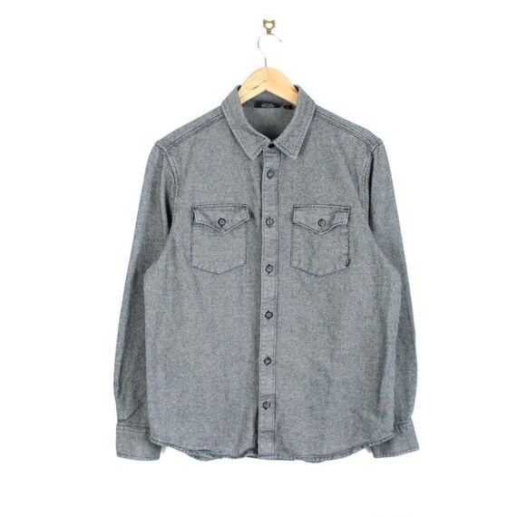 VANS Button Shirt Long Sleeve Grey Cotton Top Mens Size S